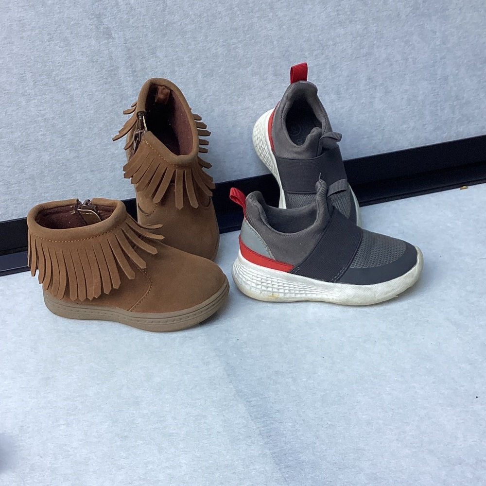 Brown Fringe Boots and Gray Sneakers for Kids